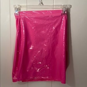 Vinyl pink mini skirt